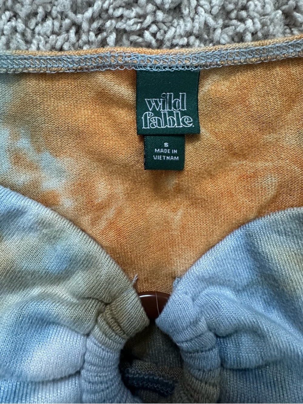 wild fable Strapless Tie-Dye Ring-Front Crop Top - Blue & Orange - Picture 3 of 3